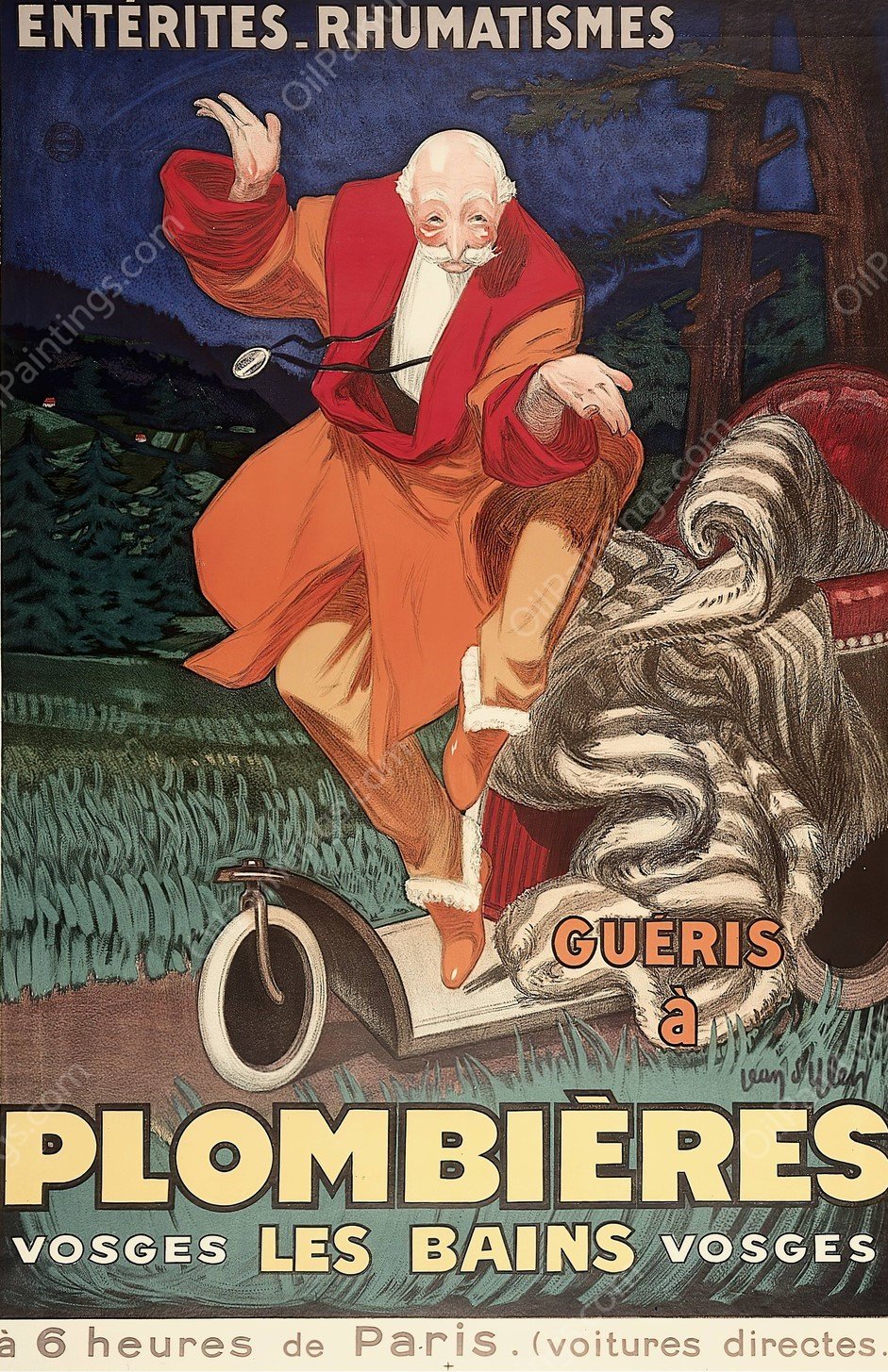 Plombieres-Les-Bains  by Leonetto Cappiello - Hand-Painted Oil Painting Reproduction