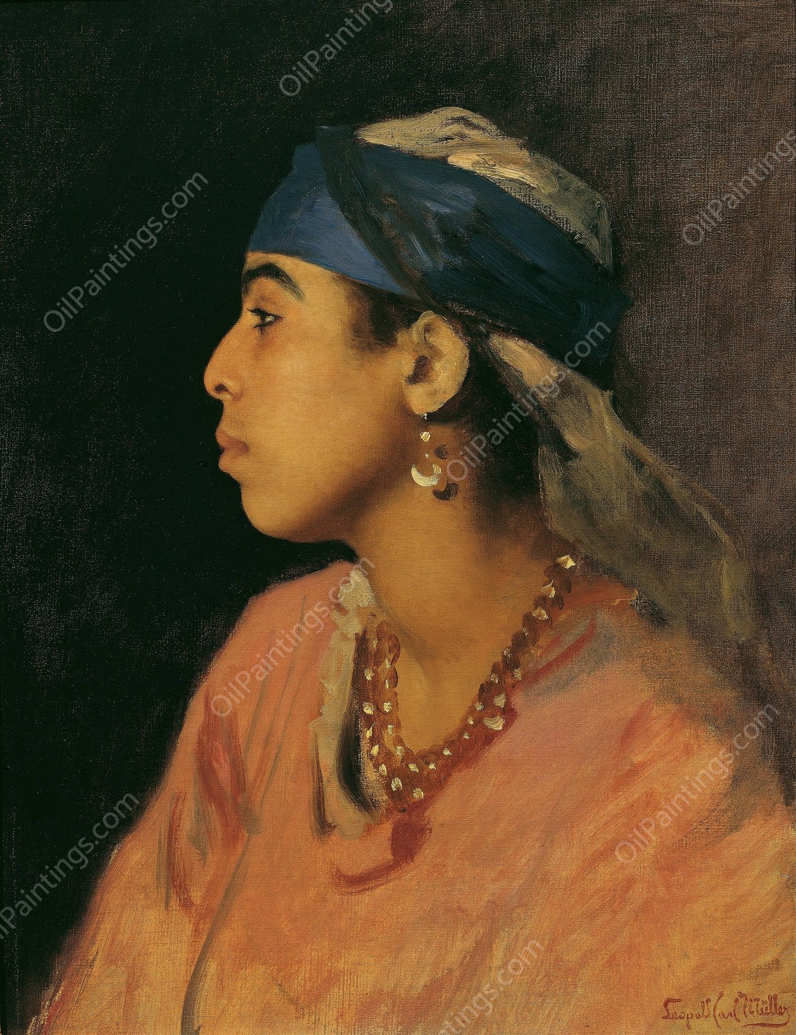 Egyptian singer by Leopold Carl Muller - Hand-Painted Oil Painting Reproduction