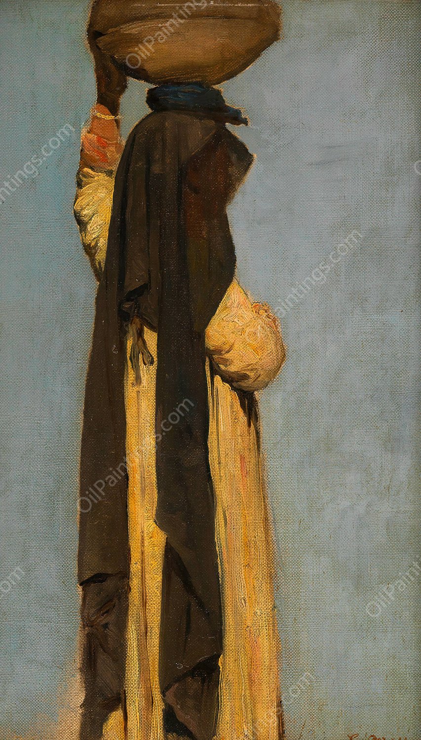 Figurenstudie einer gefastragenden Araberin  by Leopold Carl Muller - Hand-Painted Oil Painting Reproduction