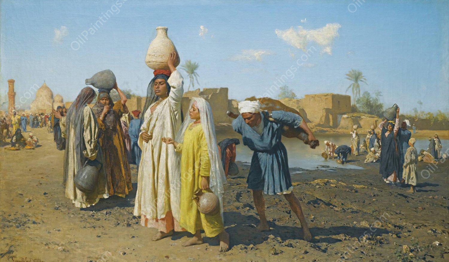 The Water Carriers  by Leopold Carl Muller - Hand-Painted Oil Painting Reproduction