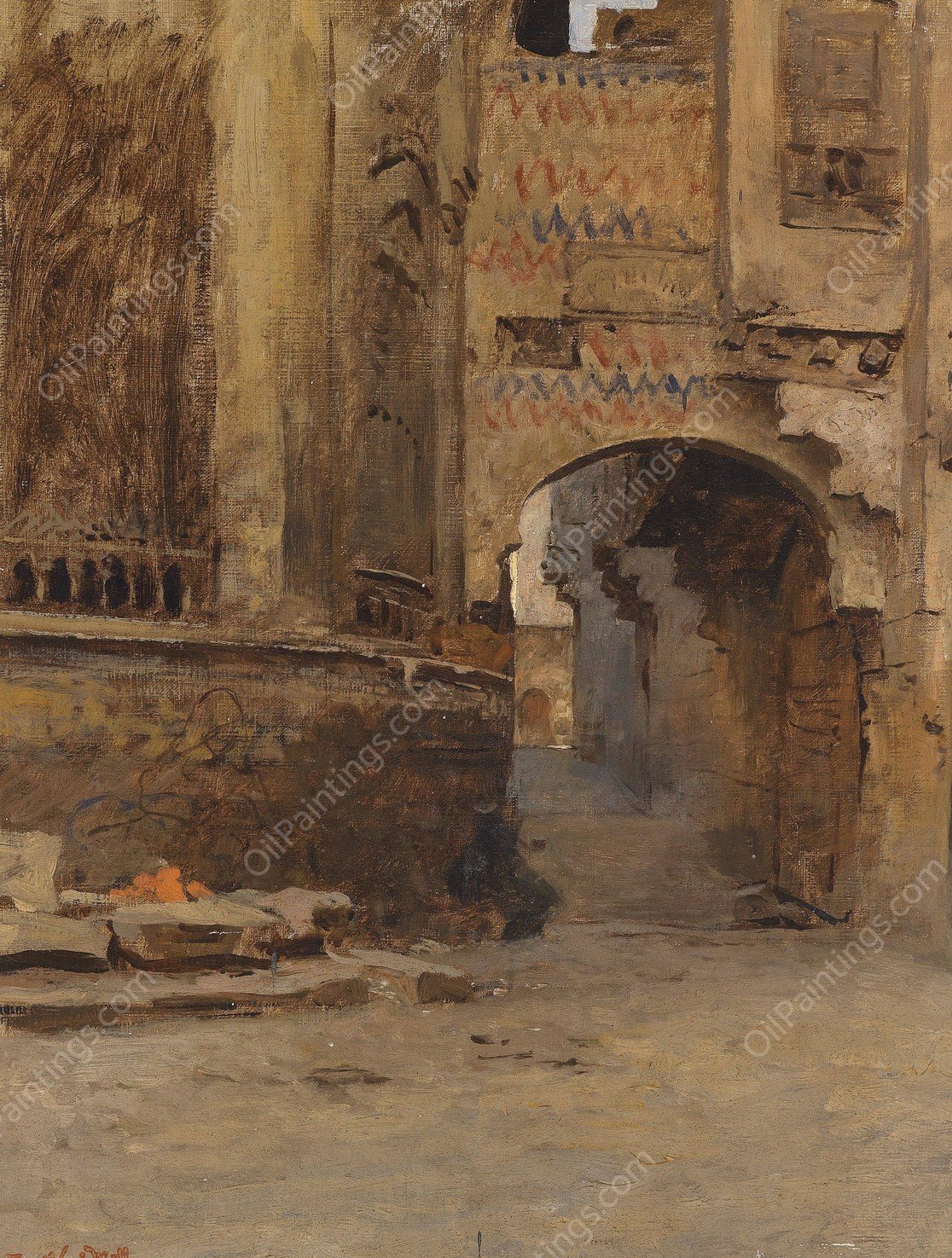 Torbogen in Kairo by Leopold Carl Muller - Hand-Painted Oil Painting Reproduction