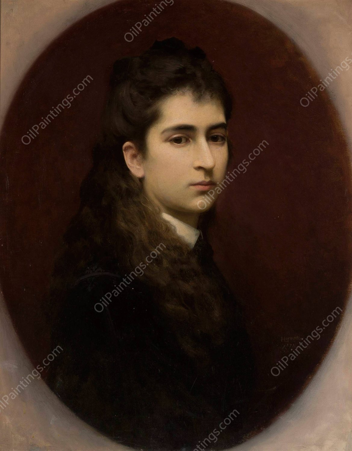 Portrait of a girl with loose hair  by Leopold Horowitz - Hand-Painted Oil Painting Reproduction