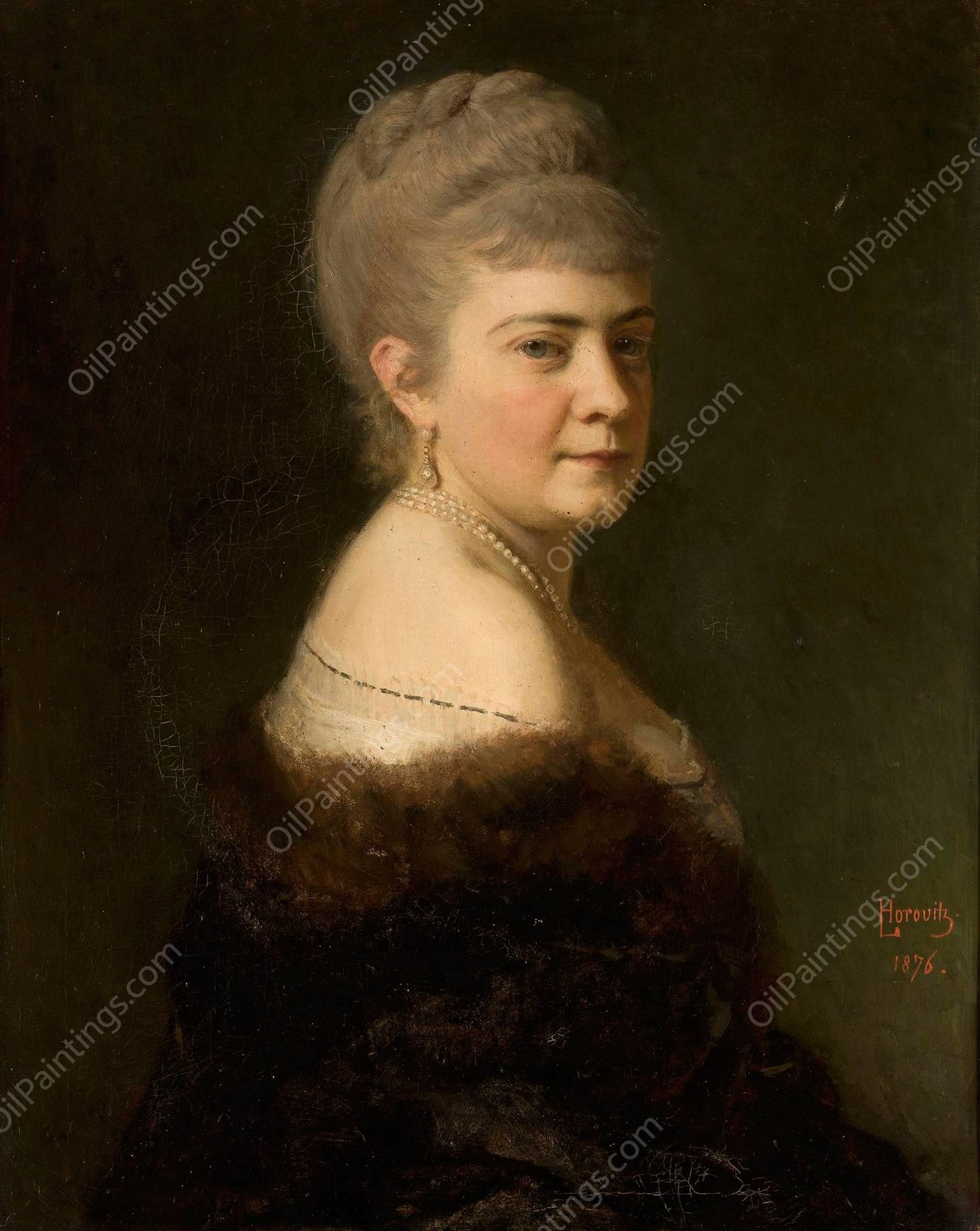 Portrait of Melania nee Jastrzebska 1.v. Dunin 2.v. Rawicz  by Leopold Horowitz - Hand-Painted Oil Painting Reproduction