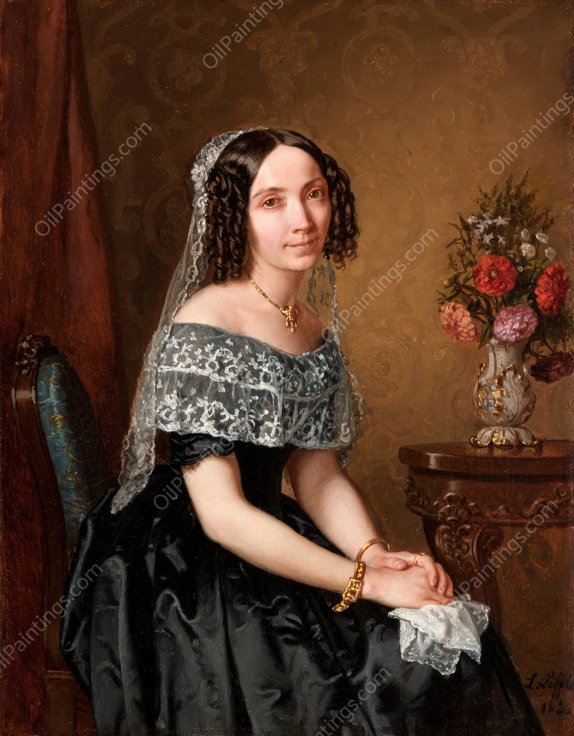 Female Portrait  by Leopold Loeffler - Hand-Painted Oil Painting Reproduction