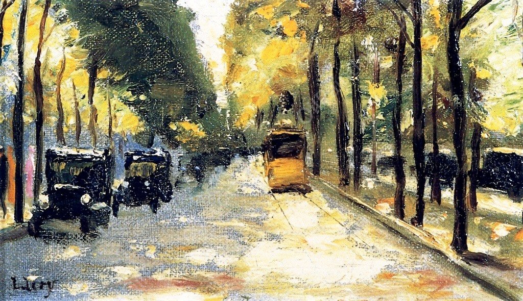 Berlin Street in the Sunshine by Lesser Ury - Hand-Painted Oil Painting Reproduction