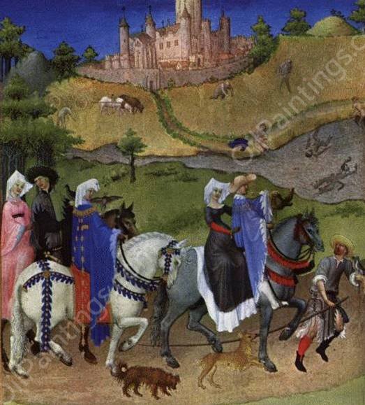 Les Tres Riches Heures du Duc de Berry Aout  by Limbourg Brothers - Hand-Painted Oil Painting Reproduction