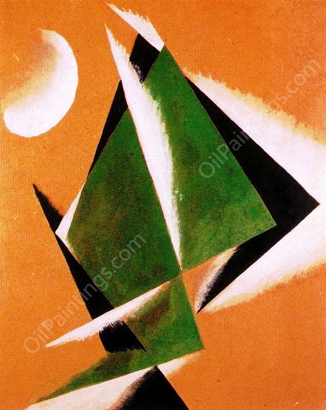 Konstruktion mit WeiBer Mondsichel by Liubov Popova - Hand-Painted Oil Painting Reproduction