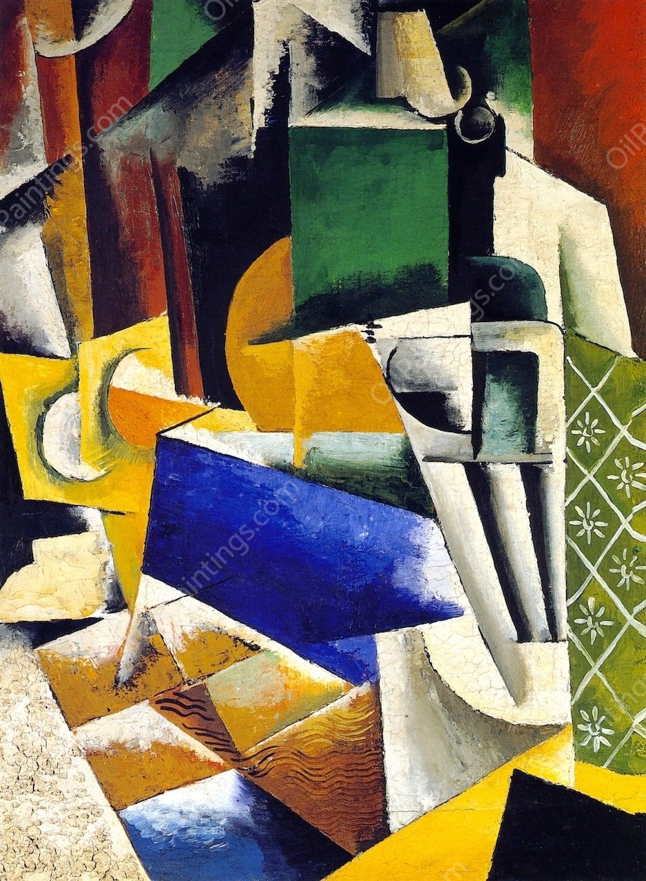 Still Life with Pears, Flowers and Cactus by Liubov Popova - Hand-Painted Oil Painting Reproduction