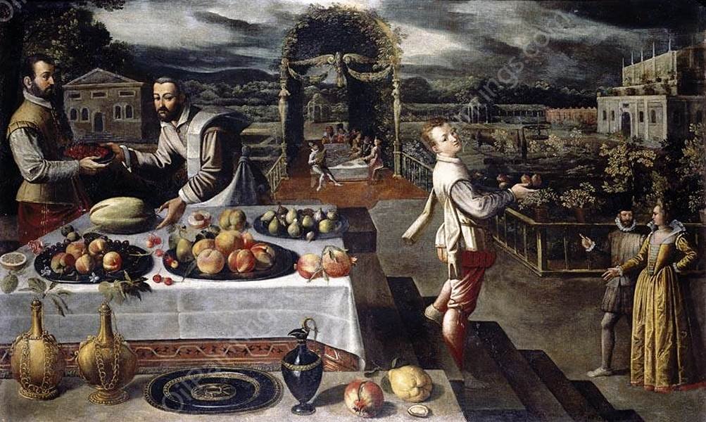 Banquet in a Formal Palace Garden by Lodewijk Toeput - Hand-Painted Oil Painting Reproduction