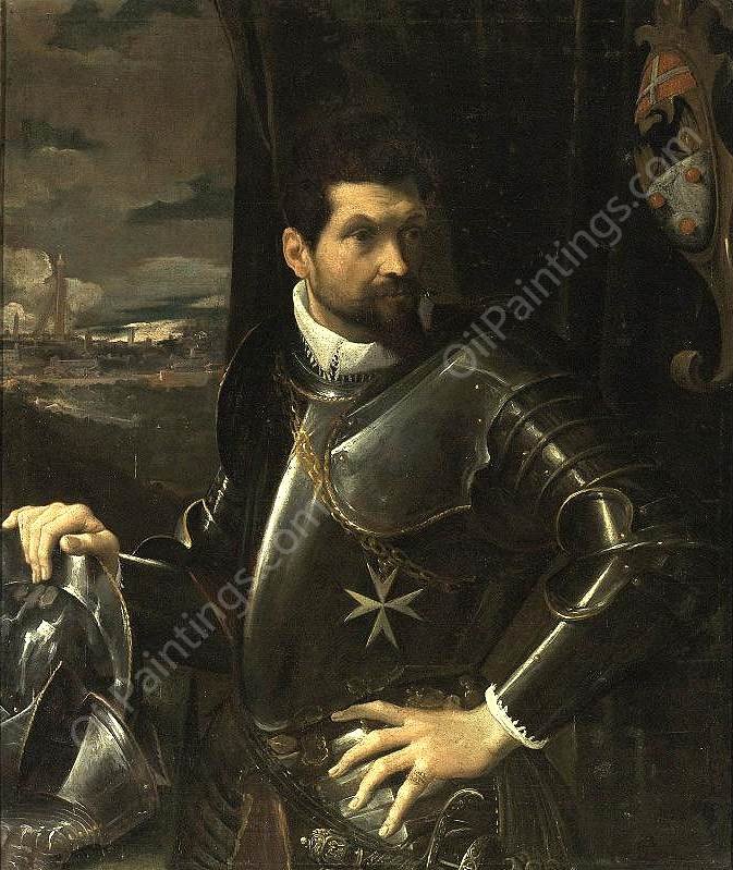 Portrait of Carlo Alberto Rati Opizzoni in Armour by Lodovico Carracci - Hand-Painted Oil Painting Reproduction