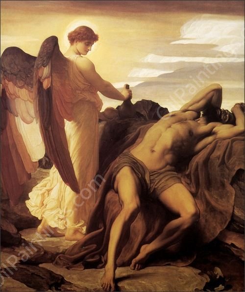 Elijah in the Wilderness by Lord Frederick Leighton - Hand-Painted Oil Painting Reproduction