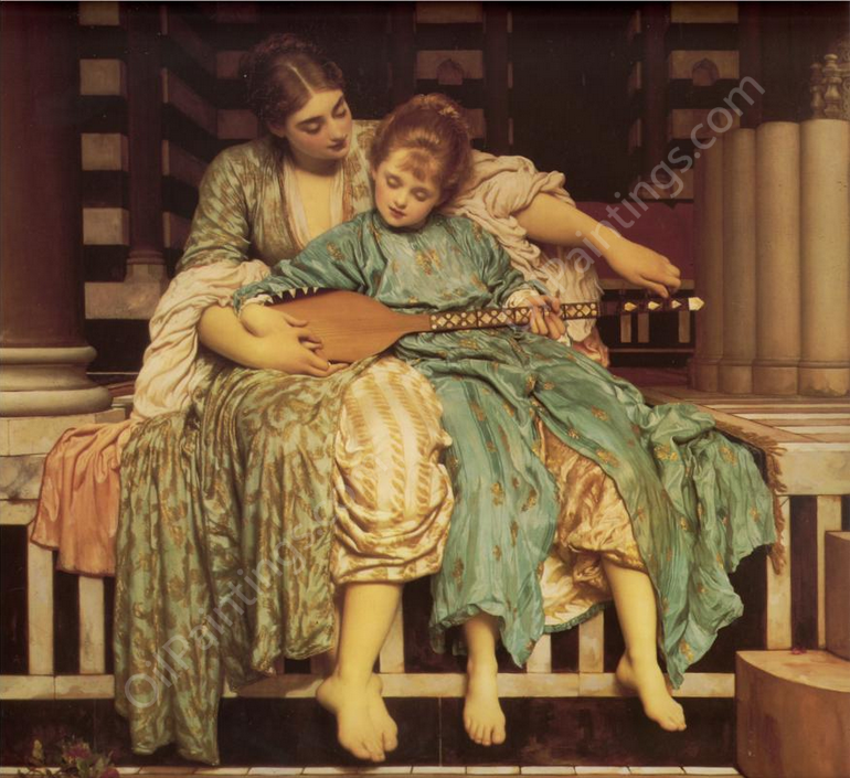 Music Lesson by Lord Frederick Leighton - Hand-Painted Oil Painting Reproduction