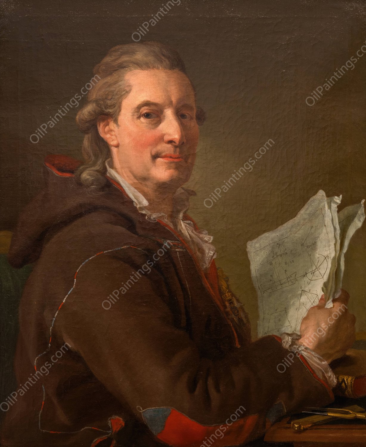 Fredric Henric af Chapman, Admiral  by Lorens Pasch The Younger - Hand-Painted Oil Painting Reproduction