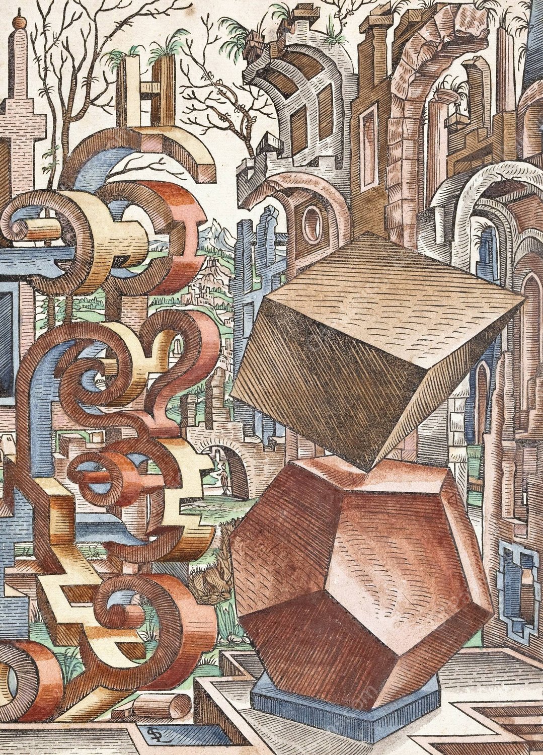 Geometria et Perspectiva 04  by Lorenz Stoer - Hand-Painted Oil Painting Reproduction