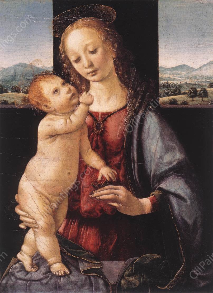 Madonna and Child with a Pomegranate by Lorenzo Di Credi - Hand-Painted Oil Painting Reproduction