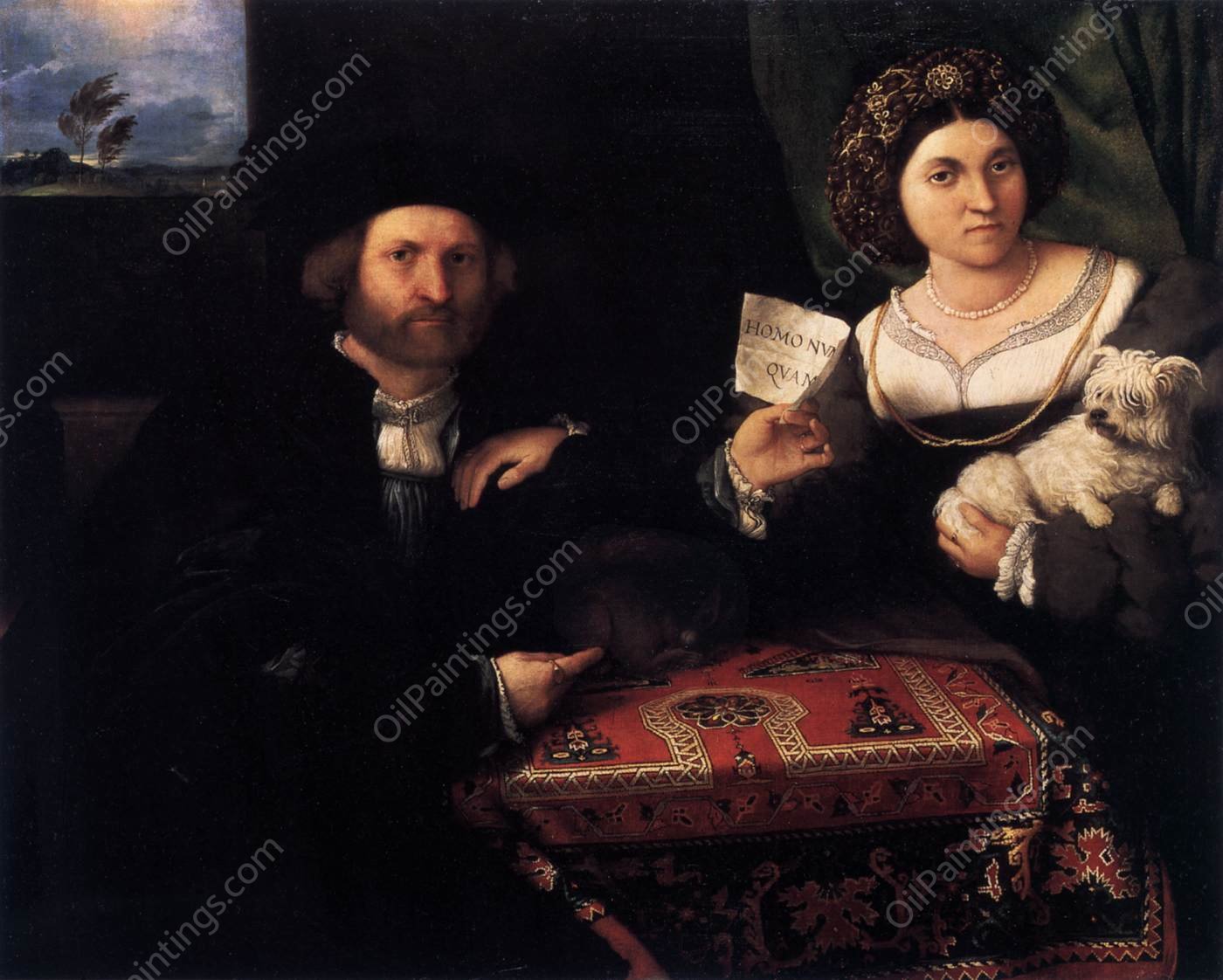 Portrait of a Married Couple by Lorenzo Lotto - Hand-Painted Oil Painting Reproduction