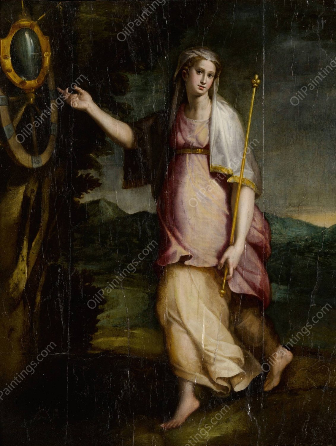 Allegorical Figure, Probably Prudence by Lorenzo Sabatini - Hand-Painted Oil Painting Reproduction