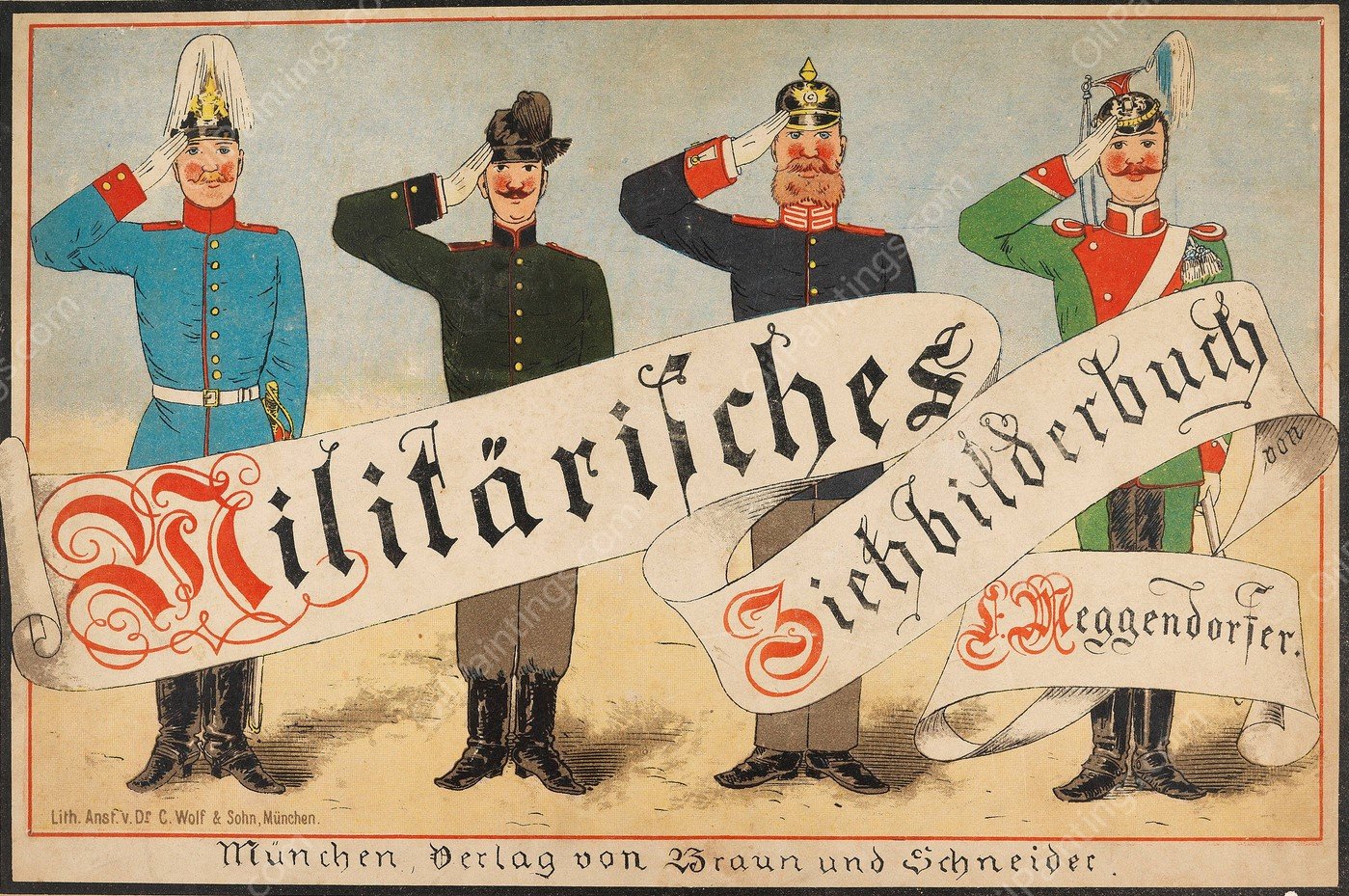 Militarisches Ziehbilderbuch  by Lothar Meggendorfer - Hand-Painted Oil Painting Reproduction