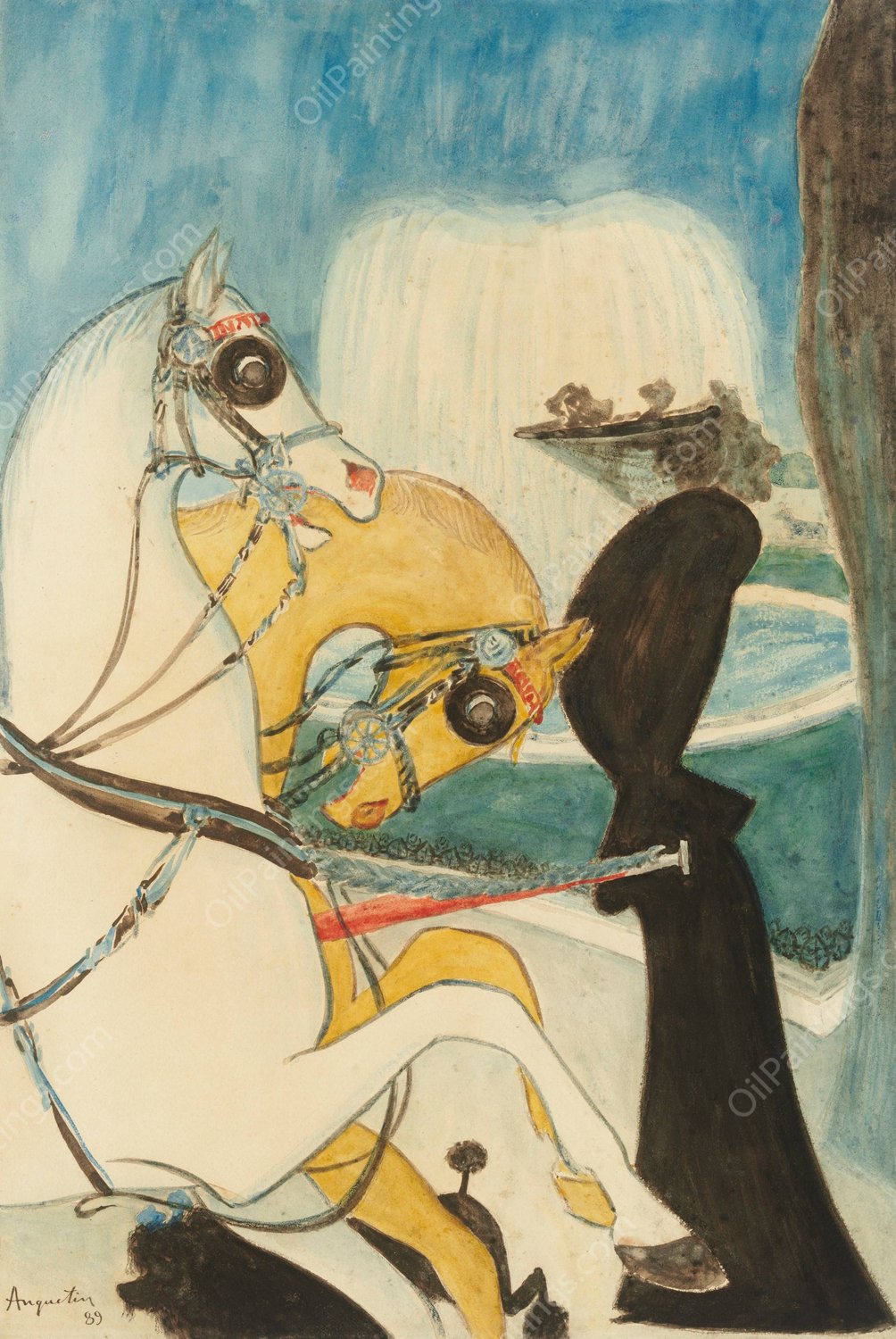 Le rond-point des Champs-Elysees  by Louis Anquetin - Hand-Painted Oil Painting Reproduction