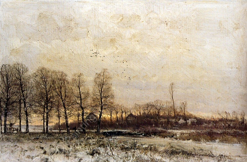 Zonsondergang by Louis Apol - Hand-Painted Oil Painting Reproduction