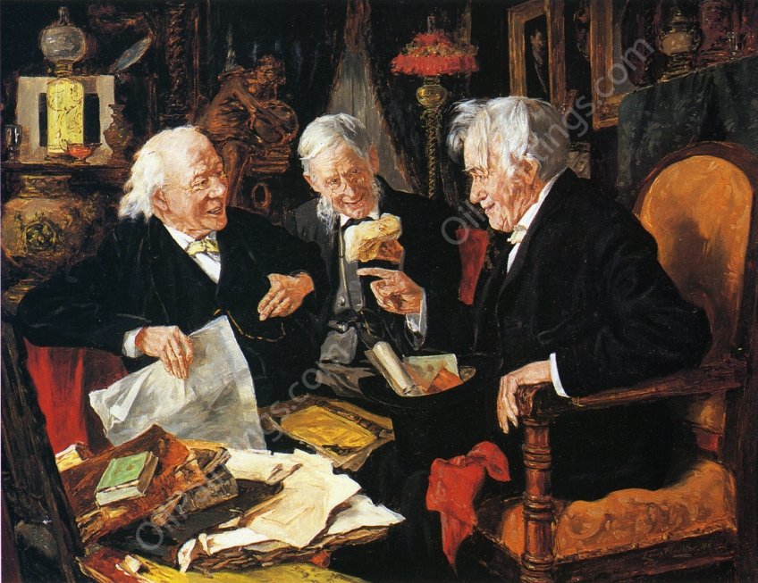 A Good Joke by Louis C. Moeller - Hand-Painted Oil Painting Reproduction