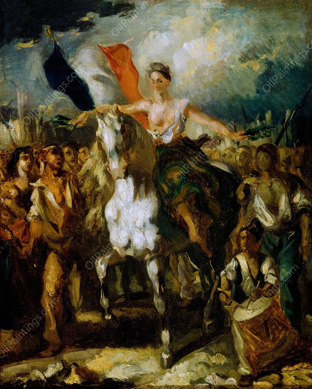 La Liberte, allegorie des journees de 1830  by Louis Candide Boulanger - Hand-Painted Oil Painting Reproduction