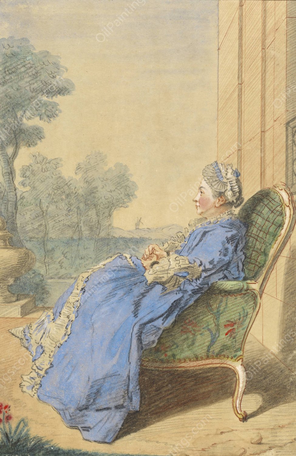 Madame La Duchesse De Mortemart by Louis Carrogis Carmontelle - Hand-Painted Oil Painting Reproduction