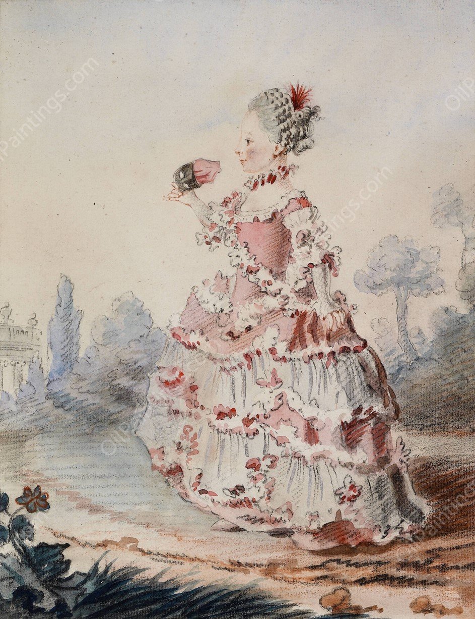 Mlle Dazincourt by Louis Carrogis Carmontelle - Hand-Painted Oil Painting Reproduction