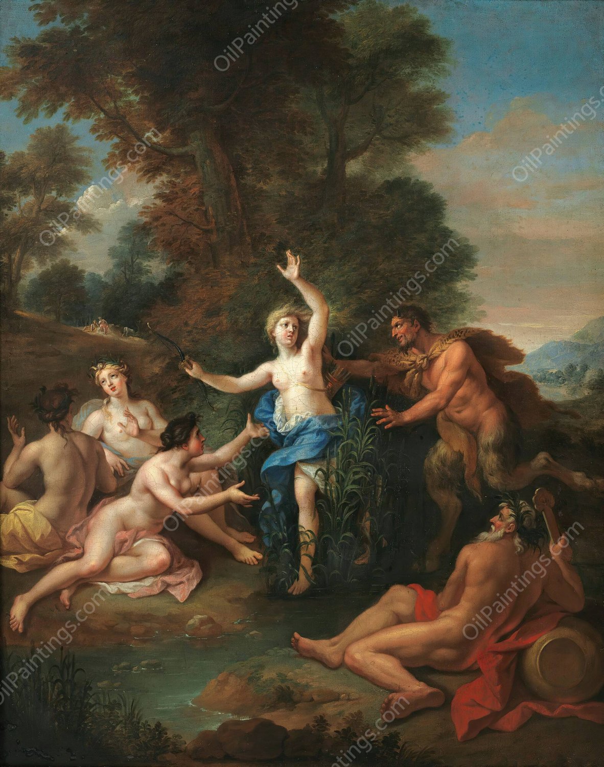 Pan and Syrinx by Louis De Boullogne The Younger - Hand-Painted Oil Painting Reproduction