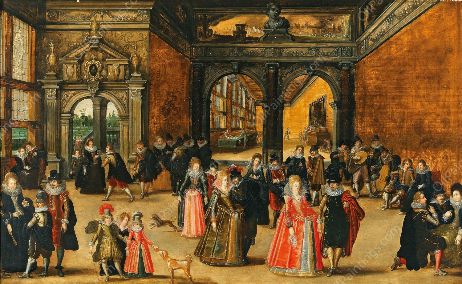 A Palace Interior With An Elegant Company by Louis De Caullery - Hand-Painted Oil Painting Reproduction