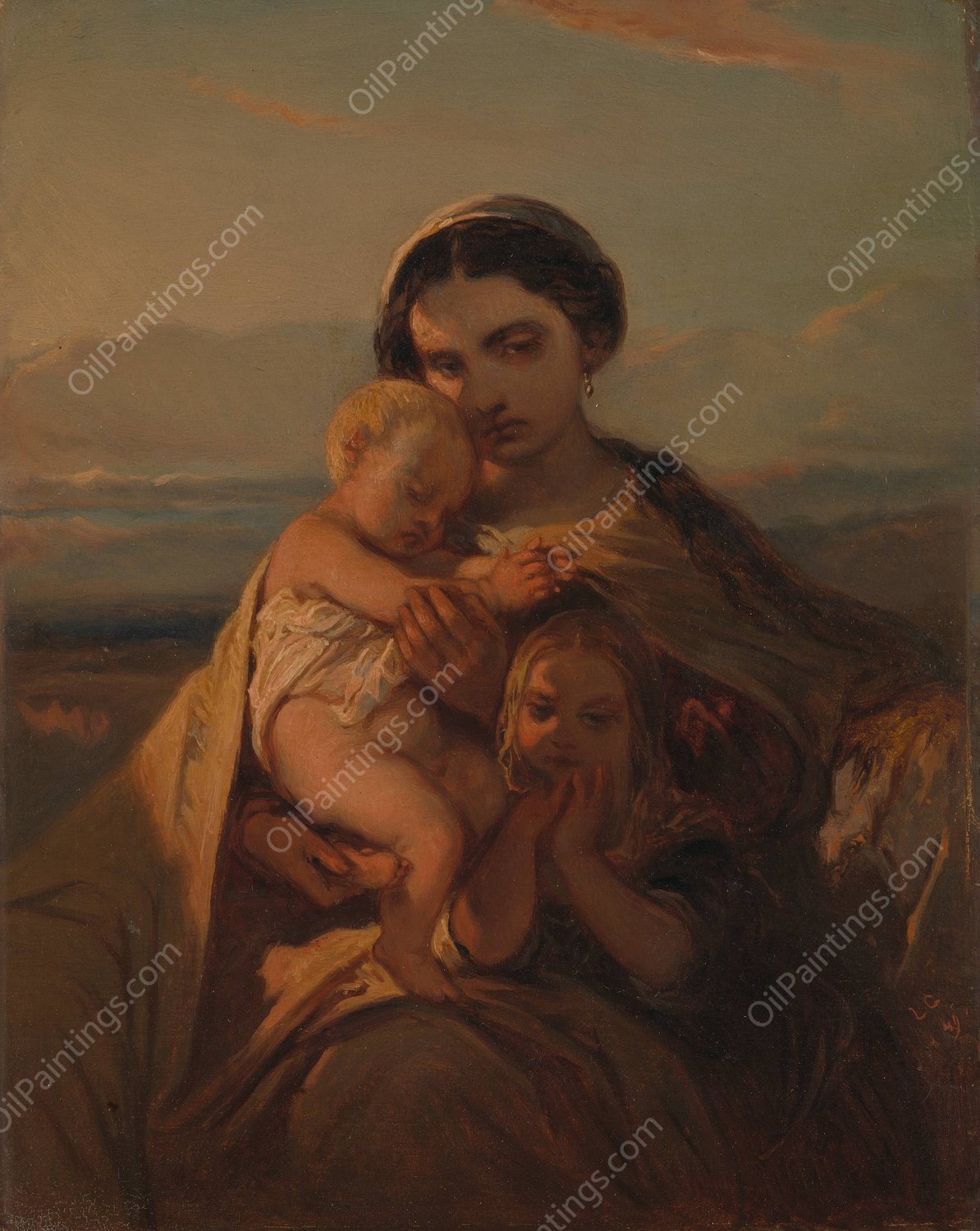 The Evening  by Louis Gallait - Hand-Painted Oil Painting Reproduction