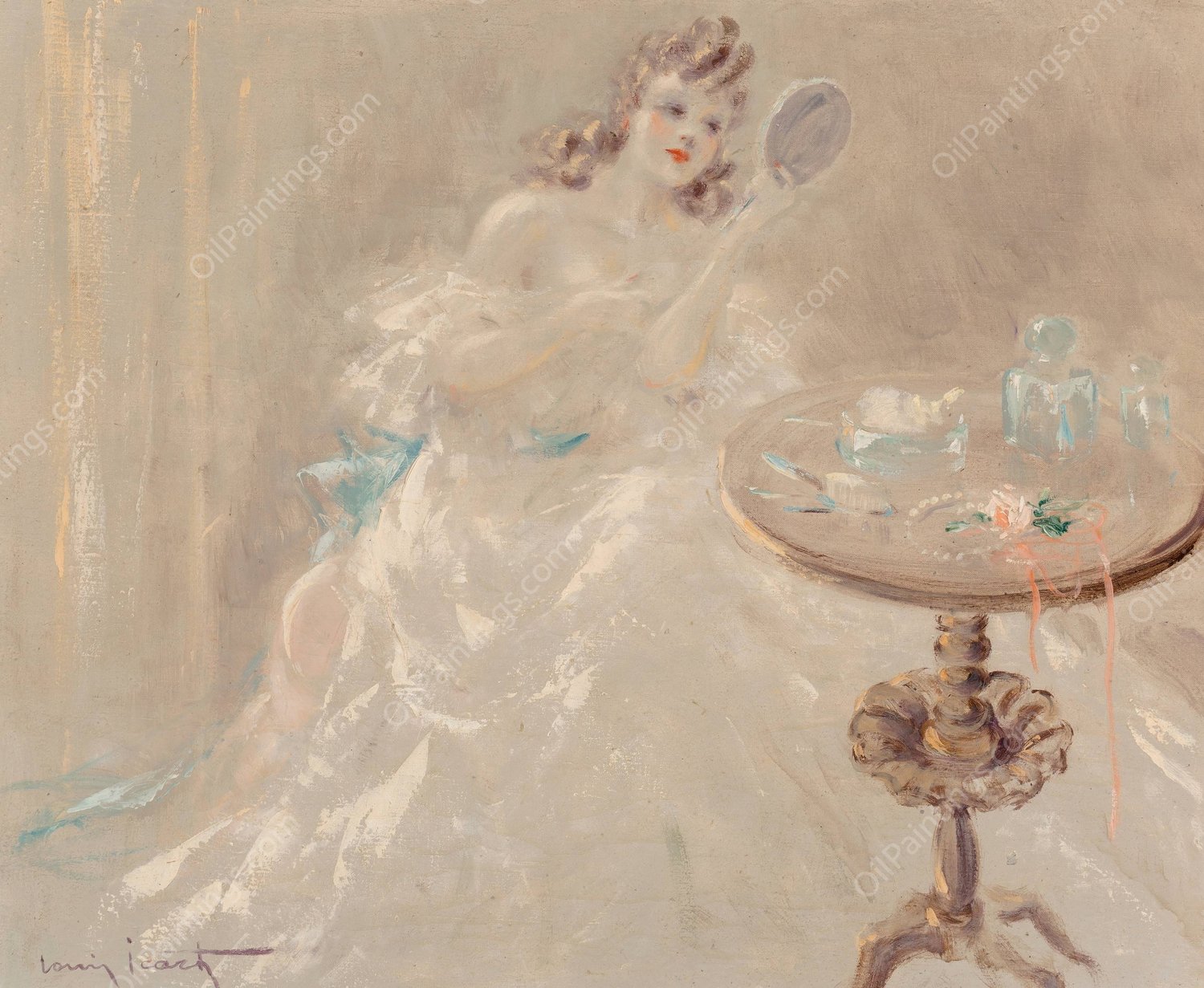 Matin by Louis Icart - Hand-Painted Oil Painting Reproduction