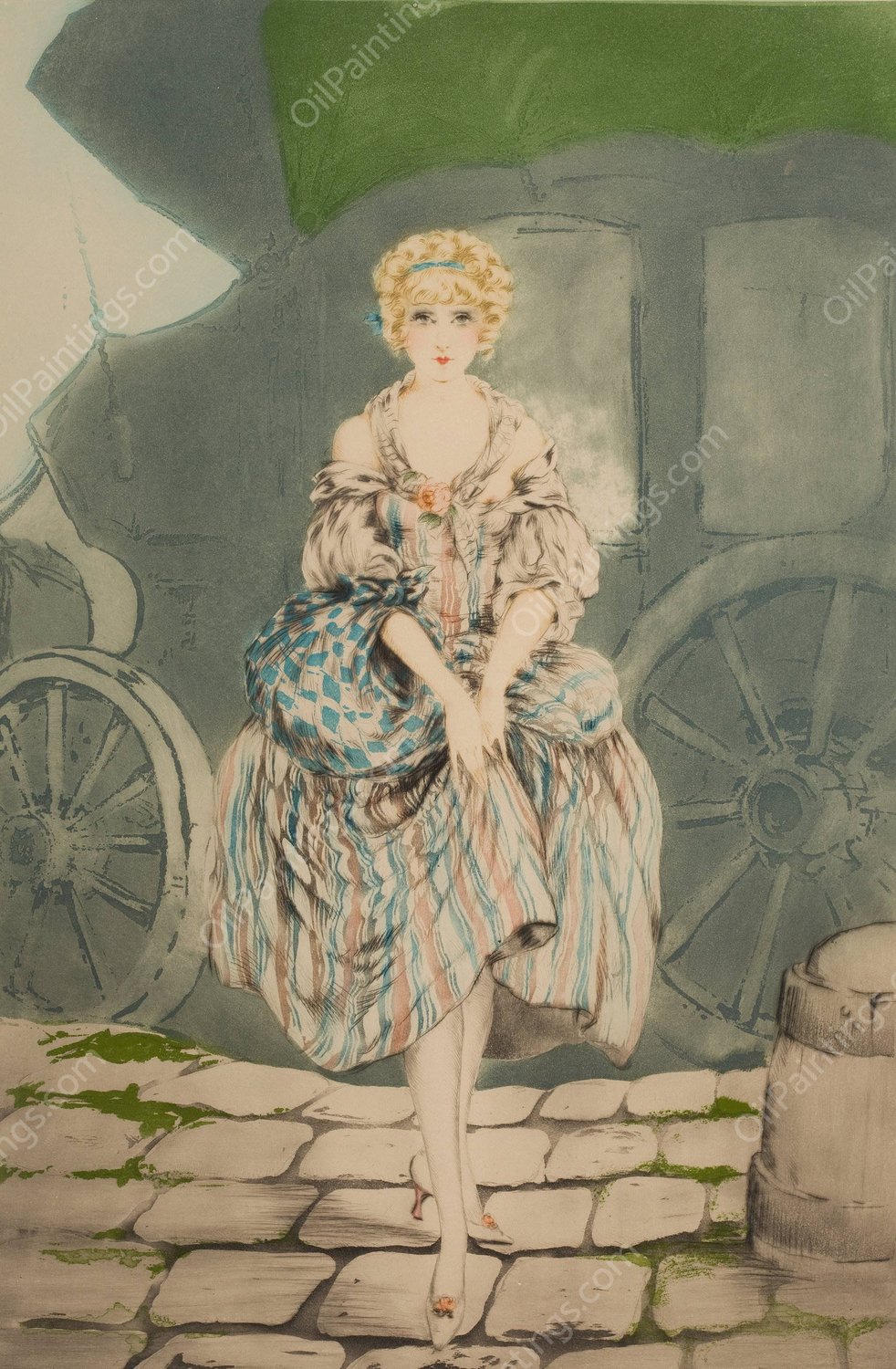 Pretty Lady by Louis Icart - Hand-Painted Oil Painting Reproduction