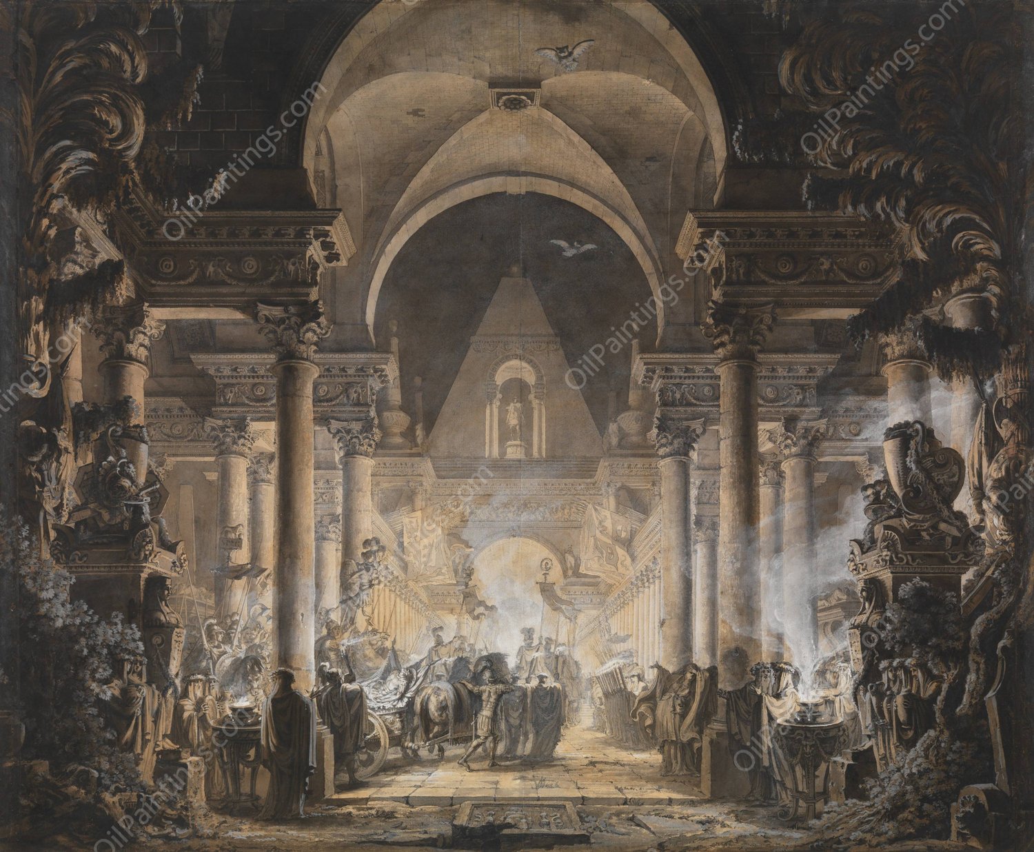 The Tomb of Agamemnon  by Louis Jean Desprez - Hand-Painted Oil Painting Reproduction