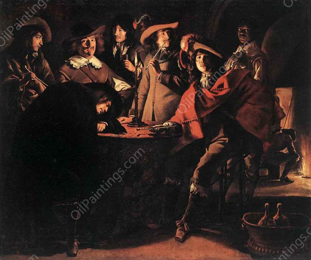 Smokers in an Interior by Louis Le Nain - Hand-Painted Oil Painting Reproduction