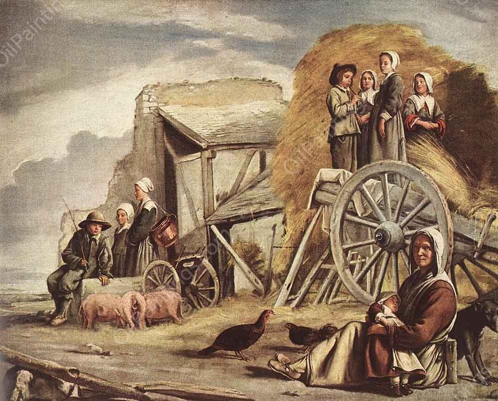 The Cart or Return from Haymaking by Louis Le Nain - Hand-Painted Oil Painting Reproduction