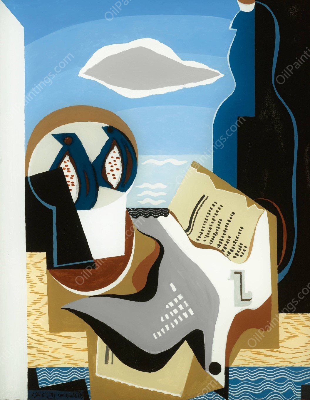 Composition a L'oiseau by Louis Marcoussis - Hand-Painted Oil Painting Reproduction