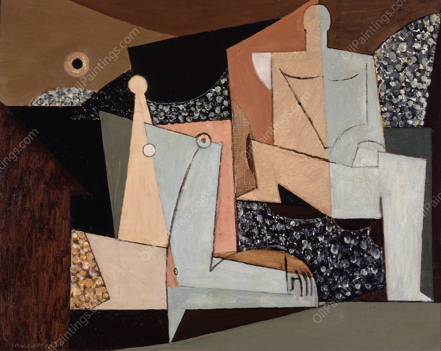 Figures on a Beach  by Louis Marcoussis - Hand-Painted Oil Painting Reproduction