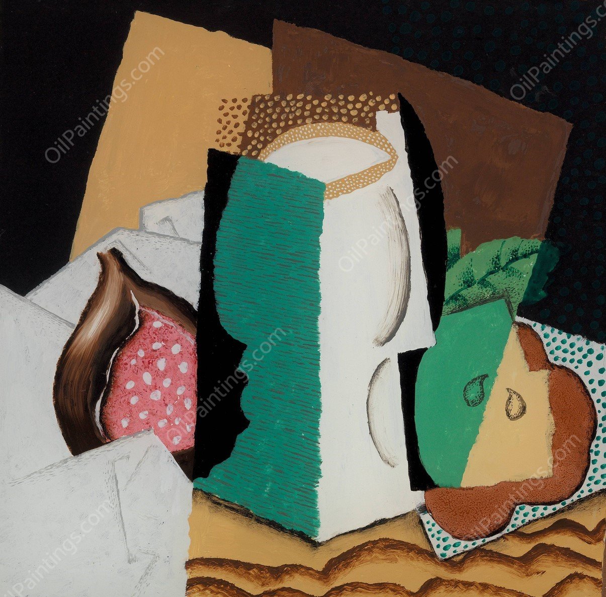 Glass and Fruit  by Louis Marcoussis - Hand-Painted Oil Painting Reproduction