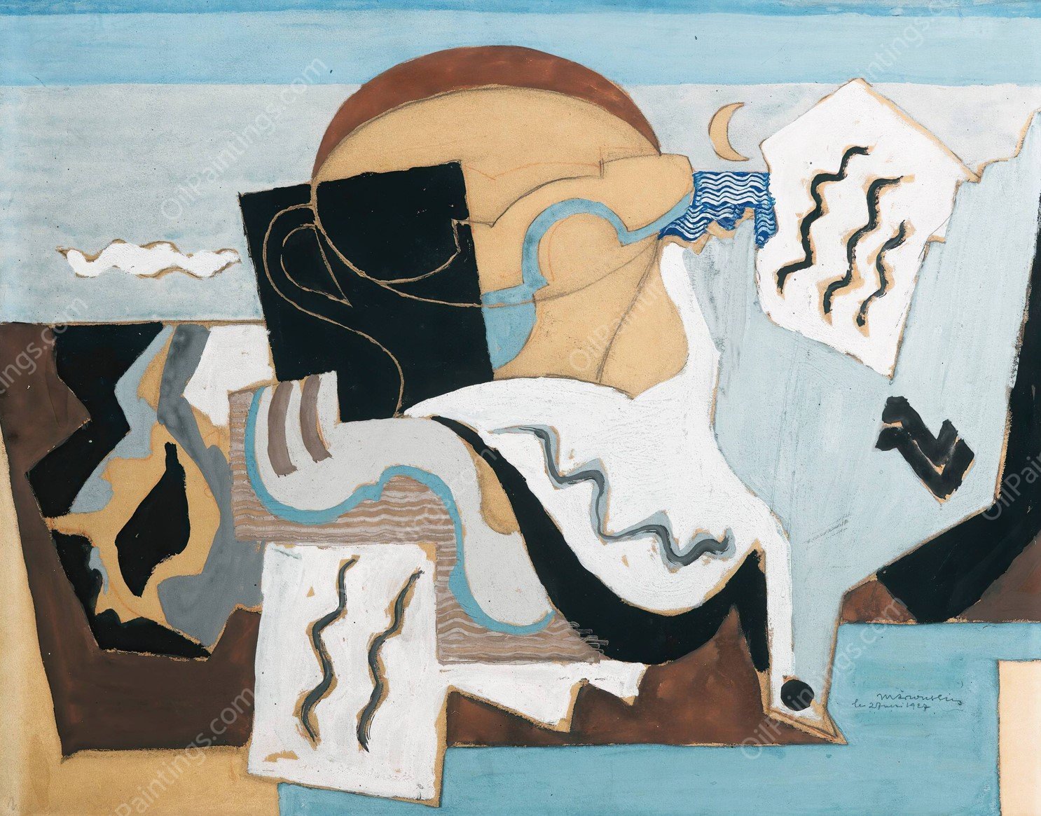 La Colombe Poignardee  by Louis Marcoussis - Hand-Painted Oil Painting Reproduction