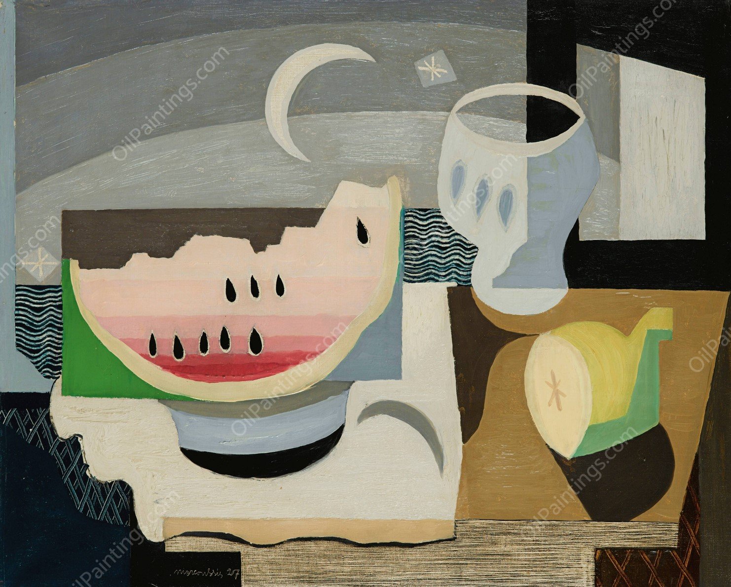 La Tranche De Pasteque  by Louis Marcoussis - Hand-Painted Oil Painting Reproduction