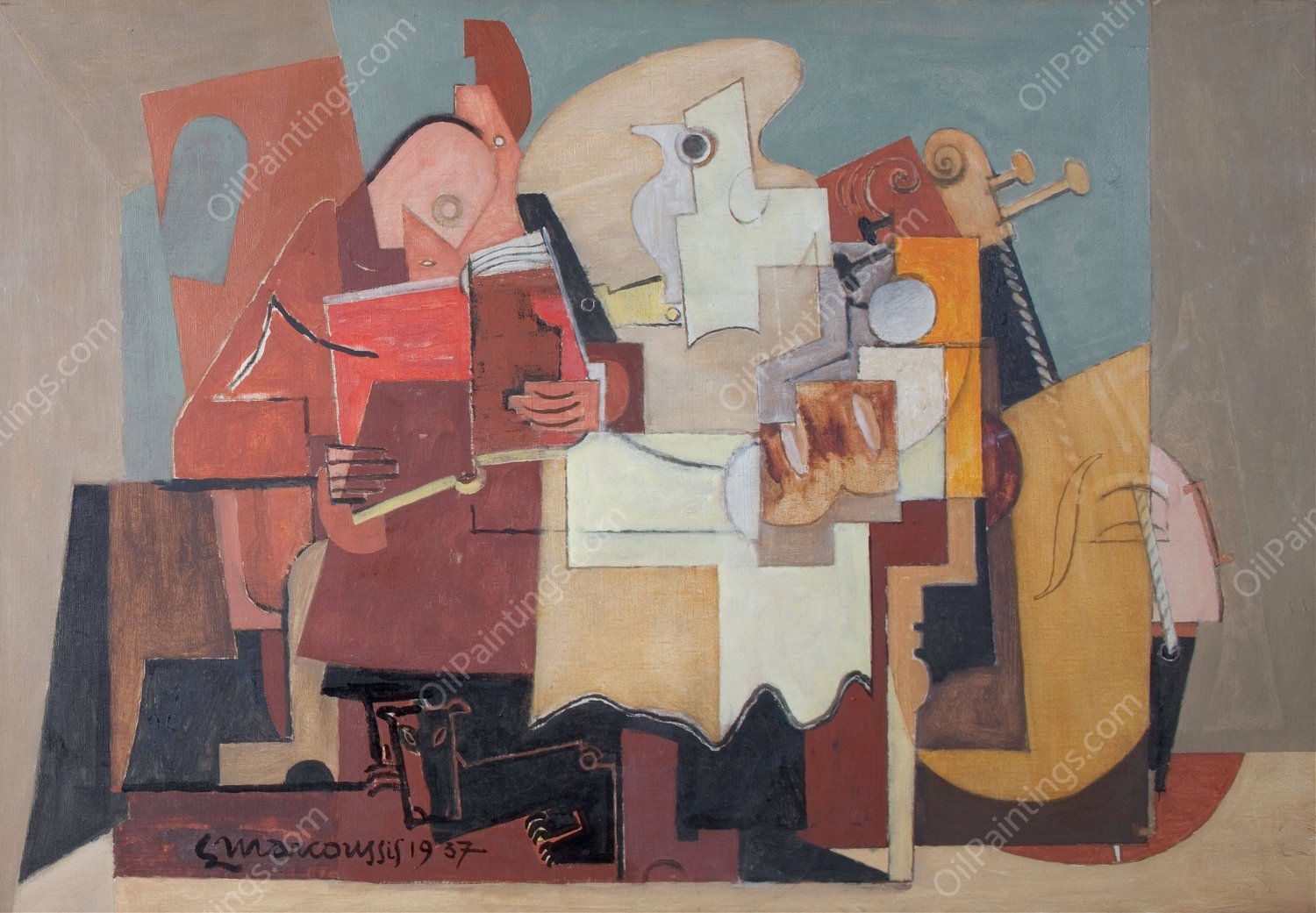 Le Lecteur  by Louis Marcoussis - Hand-Painted Oil Painting Reproduction