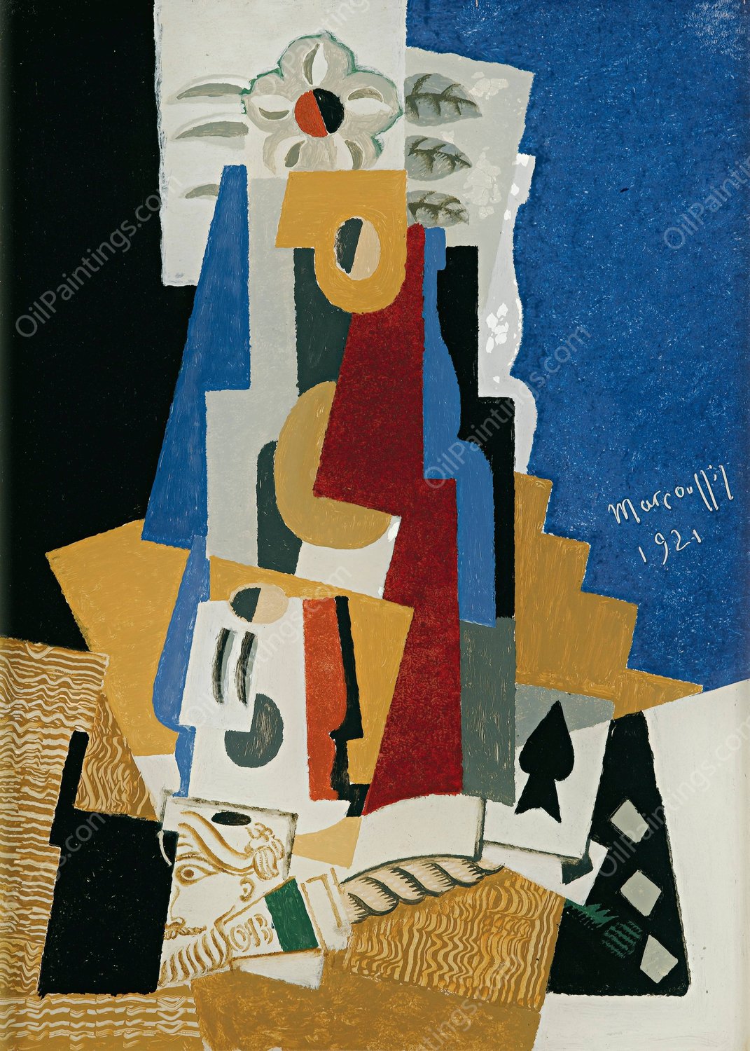 Nature Morte a L'as De Pique by Louis Marcoussis - Hand-Painted Oil Painting Reproduction
