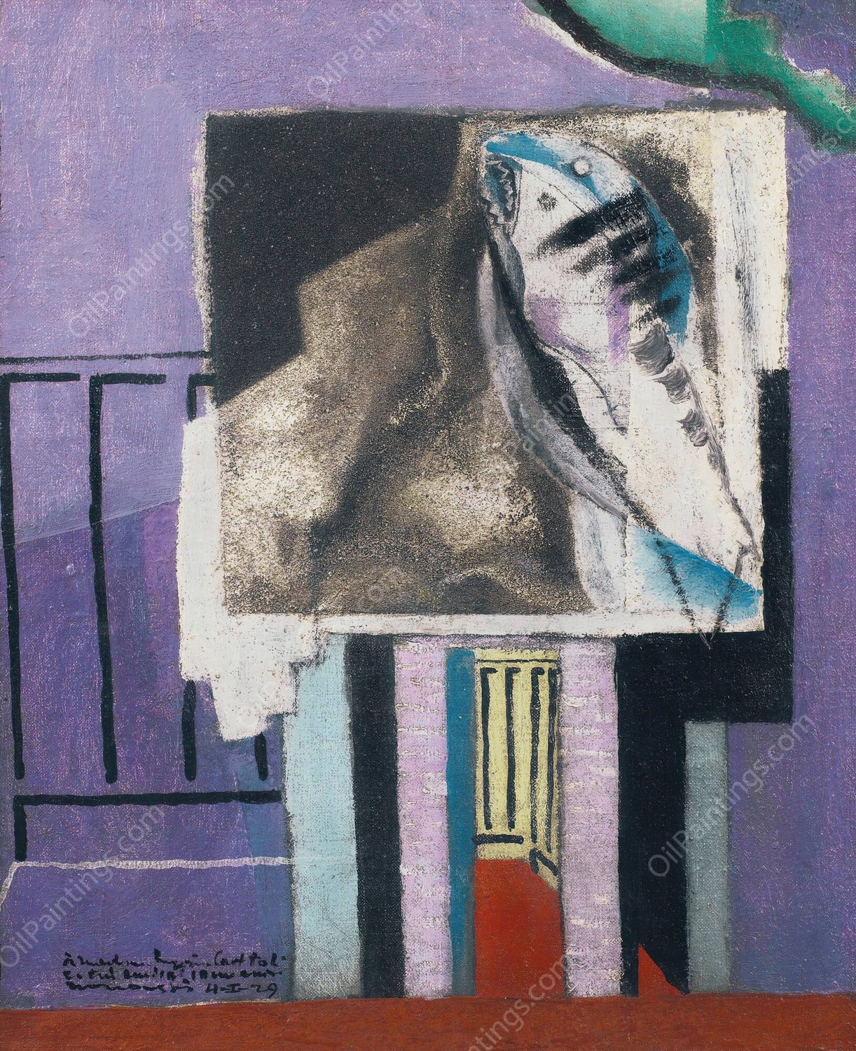 Nature Morte Devant Le Balcon  by Louis Marcoussis - Hand-Painted Oil Painting Reproduction