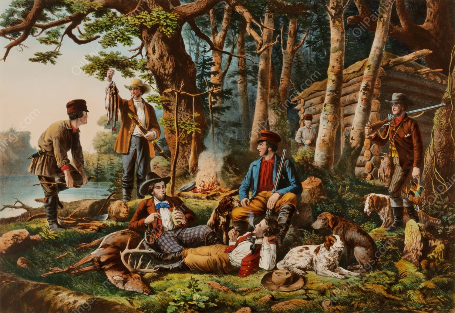 Camping Out. 'Some of the Right Sort' by Louis Maurer - Hand-Painted Oil Painting Reproduction