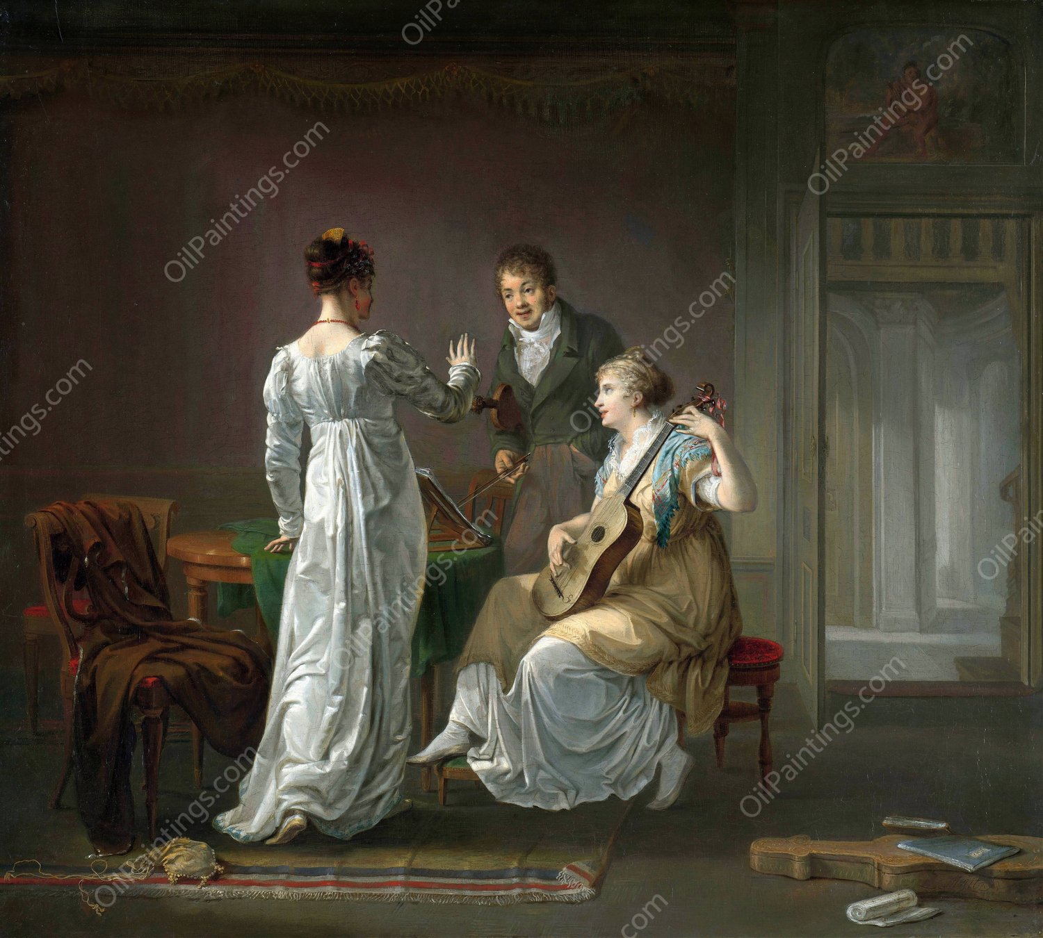 The Music Lesson  by Louis Moritz - Hand-Painted Oil Painting Reproduction