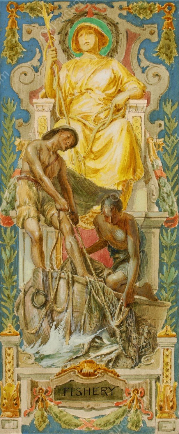 Fishery  by Louis Schaettle - Hand-Painted Oil Painting Reproduction