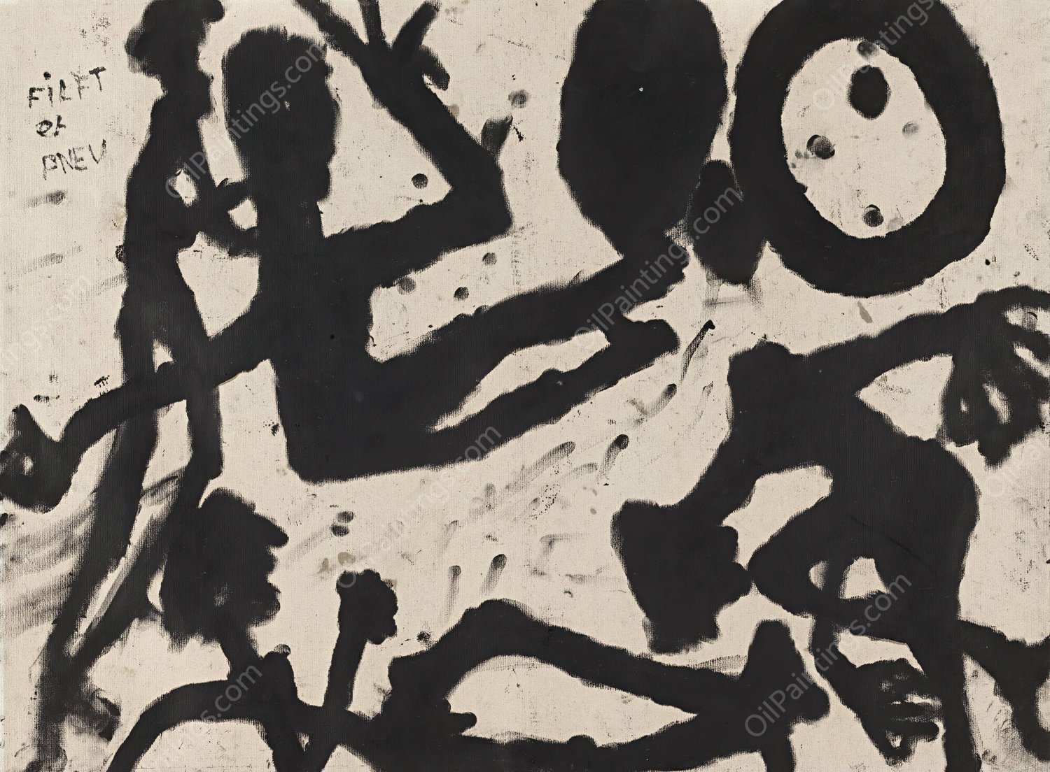 Group Of Persons With Tyre by Louis Soutter - Hand-Painted Oil Painting Reproduction