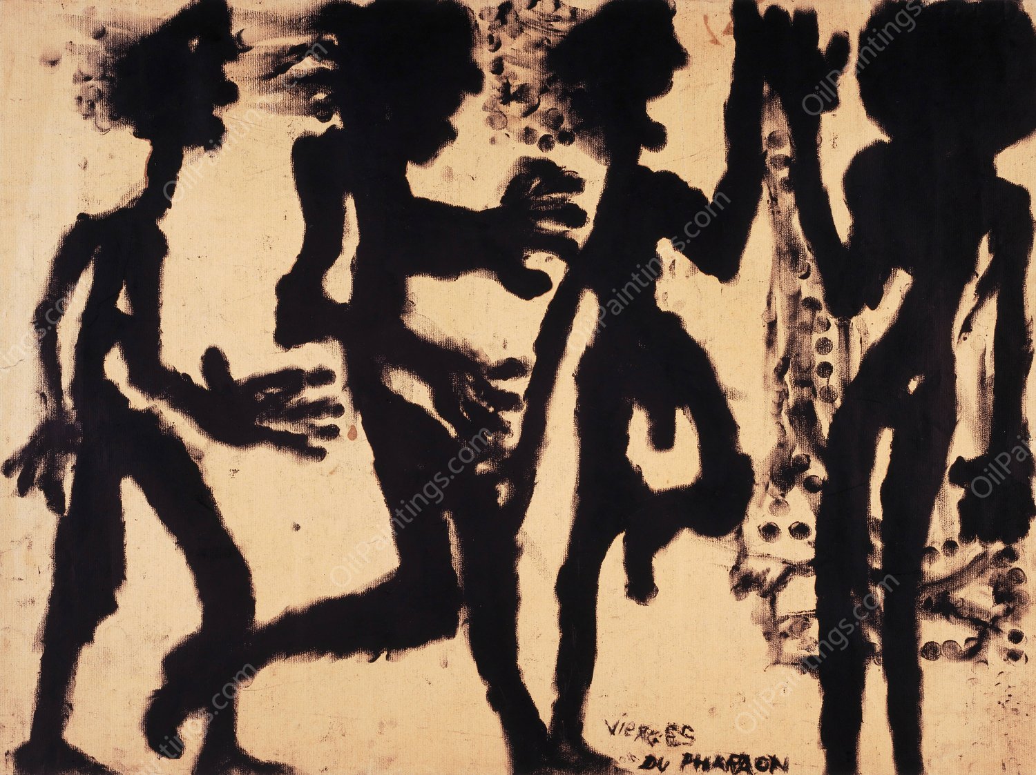 The Pharao's Virgins  by Louis Soutter - Hand-Painted Oil Painting Reproduction