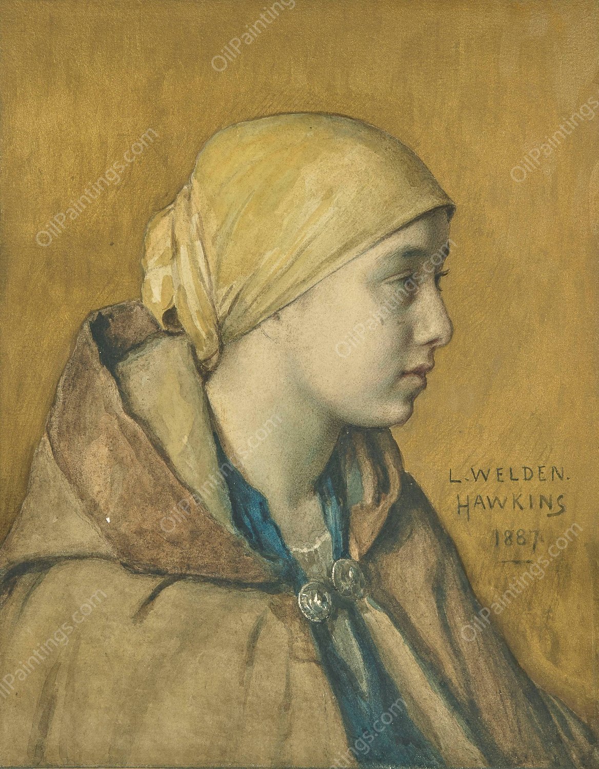 Young peasant girl  by Louis Welden Hawkins - Hand-Painted Oil Painting Reproduction